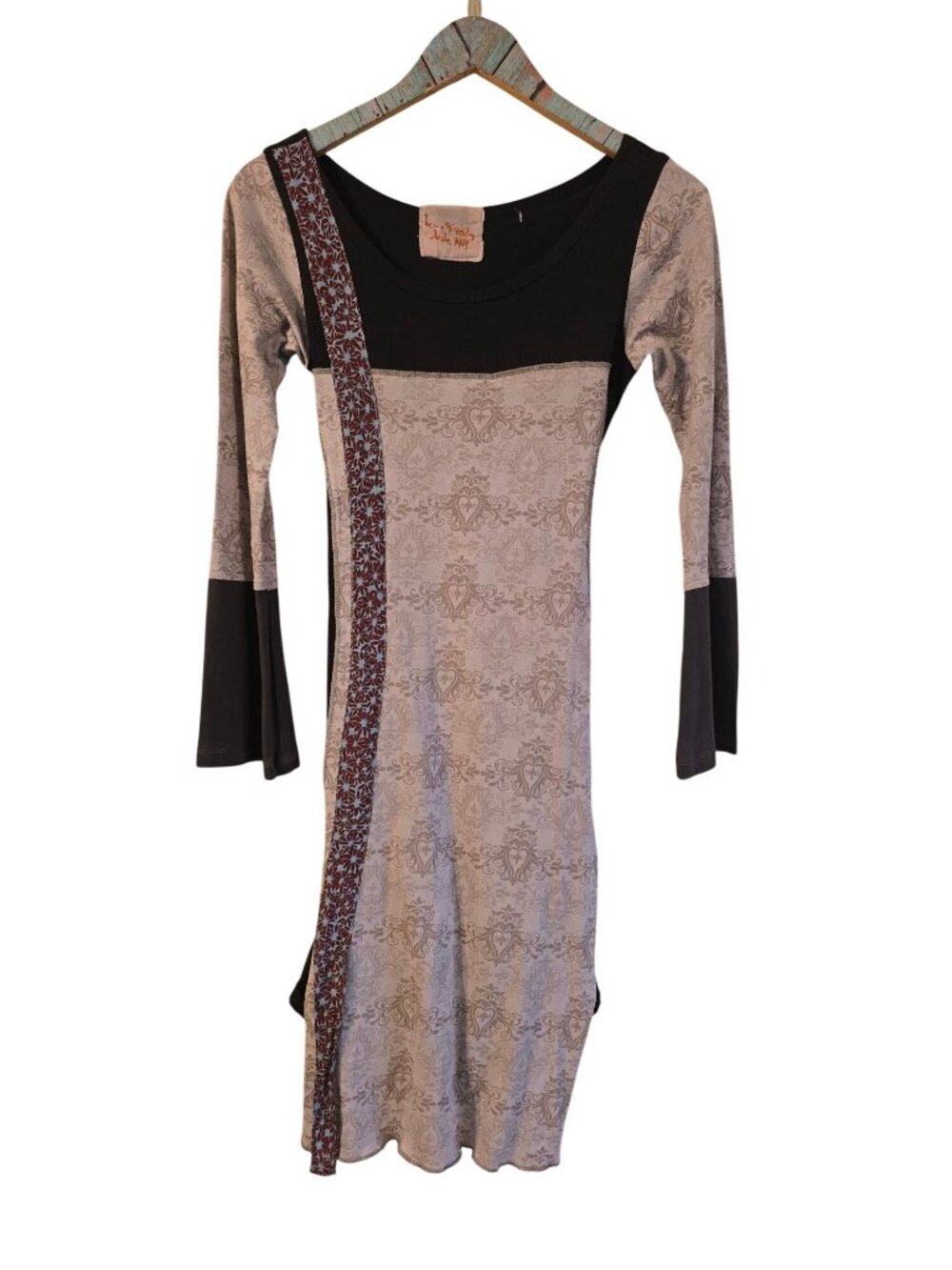 Ian Mosh Mixed Material Fitted Maxi Hi-Low Tieback Dress, Sz Small - Picture 2 of 9